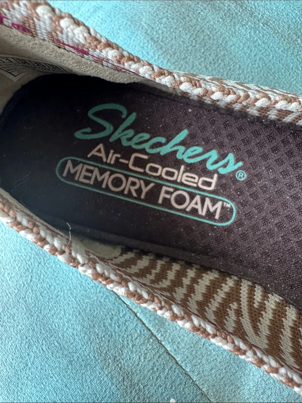 Skechers Brown & Cream Pointed Toe Memory Foam Flats